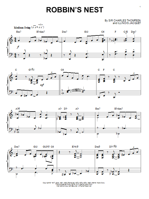 Illinois Jacquet Robbin's Nest (arr. Brent Edstrom) sheet music notes and chords arranged for Piano Solo