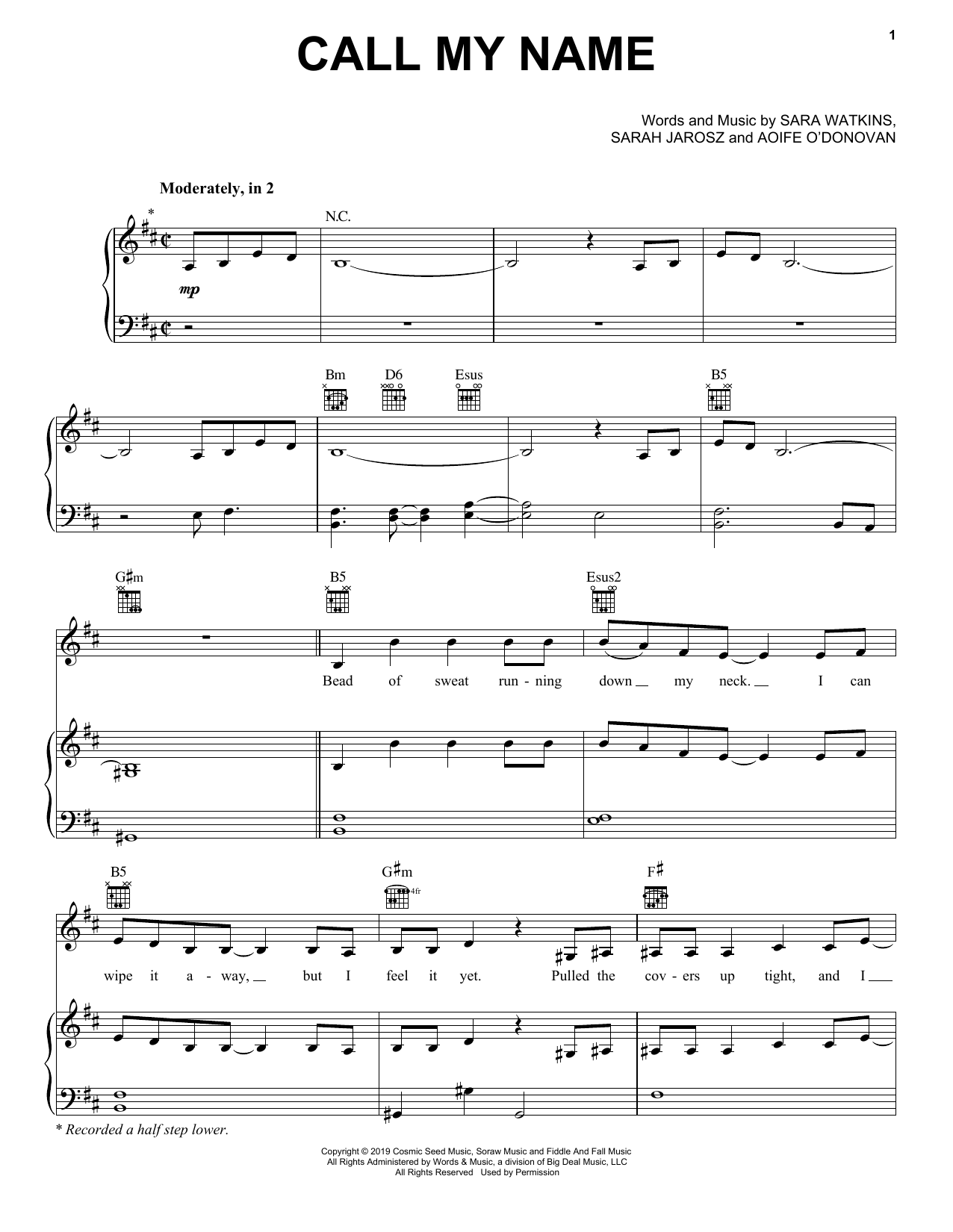 Learn to play I'm With Her Call My Name sheet music for Piano, Vocal & Guitar Chords (Right-Hand Melody) in minutes. Price: 6.9900$ I'm With Her Call My Name sheet music notes and chords arranged for Piano, Vocal & Guitar Chords (Right-Hand Melody)