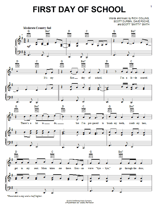 Learn to play Imagination Movers First Day Of School sheet music for Piano, Vocal & Guitar Chords (Right-Hand Melody) in minutes. Price: 7.8900$ Imagination Movers First Day Of School sheet music notes and chords arranged for Piano, Vocal & Guitar Chords (Right-Hand Melody)