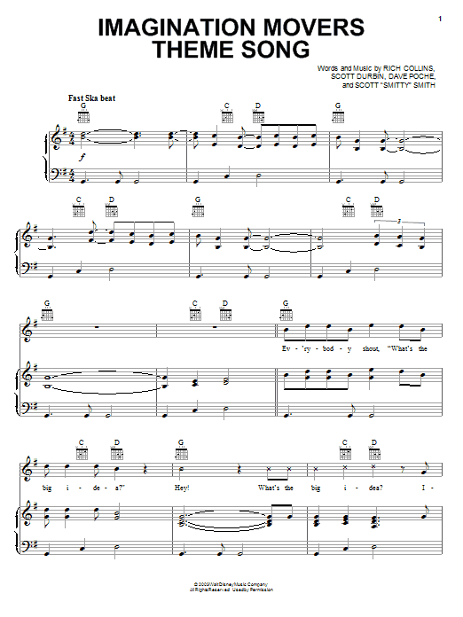 Imagination Movers Imagination Movers Theme Song sheet music notes and chords arranged for Piano, Vocal & Guitar Chords (Right-Hand Melody)