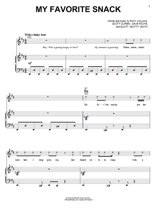 Imagination Movers My Favorite Snack sheet music notes and chords arranged for Piano, Vocal & Guitar Chords (Right-Hand Melody)