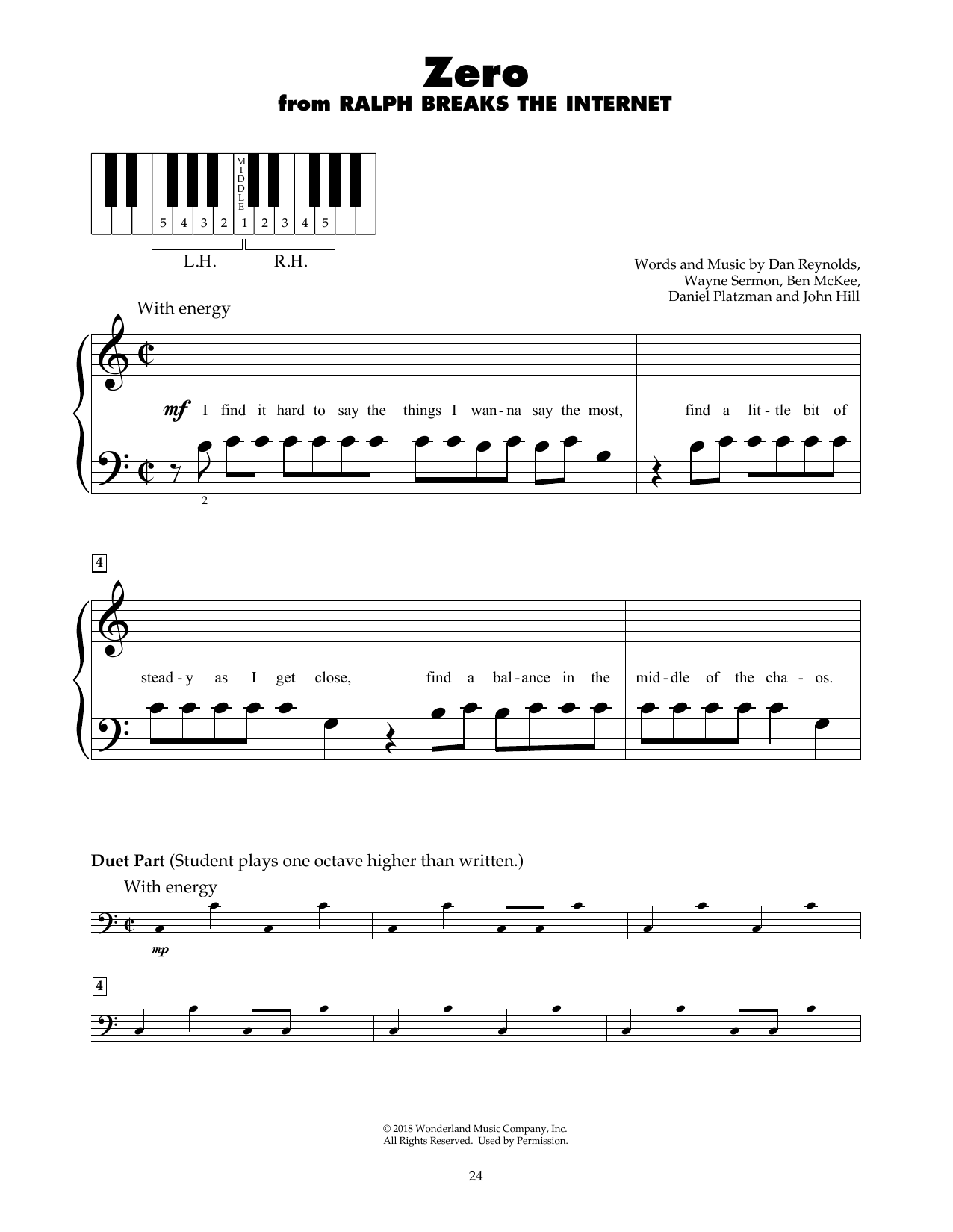 Imagine Dragons Zero (from Ralph Breaks The Internet) sheet music notes and chords. Download Printable PDF.