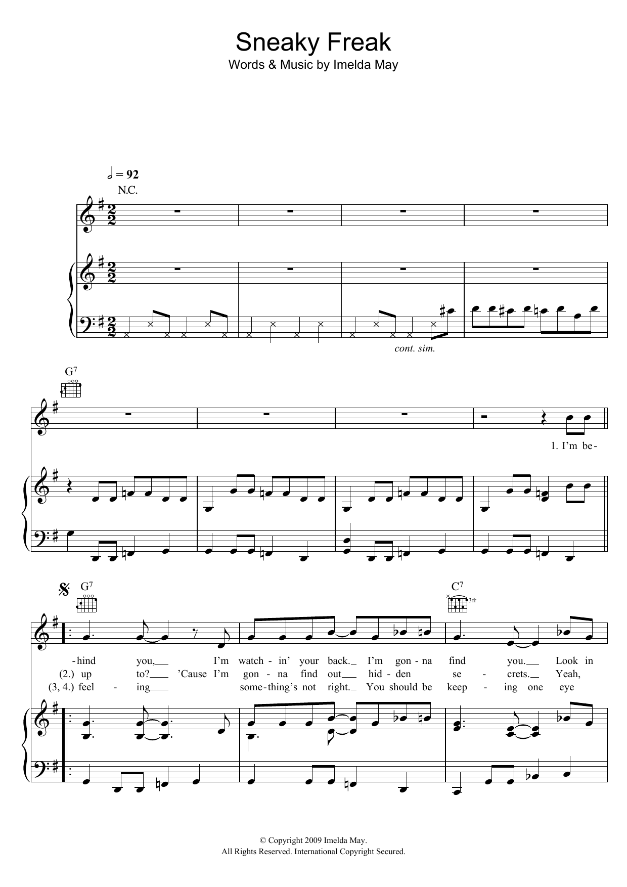 Learn to play Imelda May Sneaky Freak sheet music for Piano, Vocal & Guitar Chords in minutes. Price: 7.8900$ Imelda May Sneaky Freak sheet music notes and chords arranged for Piano, Vocal & Guitar Chords