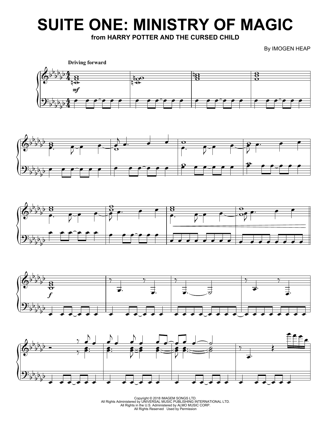 Learn to play Imogen Heap Suite One: Ministry of Magic (from Harry Potter And The Cursed Child) sheet music for Piano Solo in minutes. Price: 7.8900$ Imogen Heap Suite One: Ministry of Magic (from Harry Potter And The Cursed Child) sheet music notes and chords arranged for Piano Solo