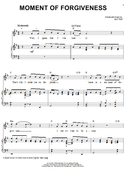 Learn to play Indigo Girls Moment Of Forgiveness sheet music for Piano, Vocal & Guitar Chords (Right-Hand Melody) in minutes. Price: 7.8900$ Indigo Girls Moment Of Forgiveness sheet music notes and chords arranged for Piano, Vocal & Guitar Chords (Right-Hand Melody)