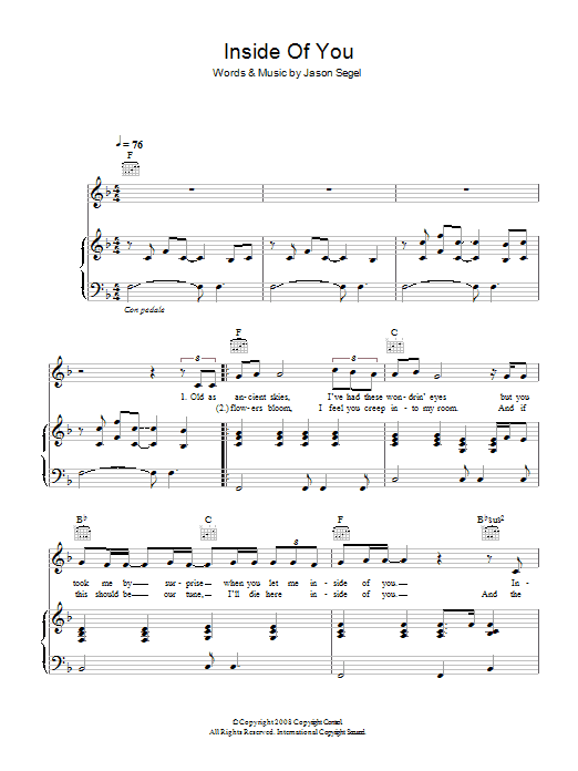 Infant Sorrow Inside Of You (from Forgetting Sarah Marshall) sheet music notes and chords arranged for Piano, Vocal & Guitar Chords