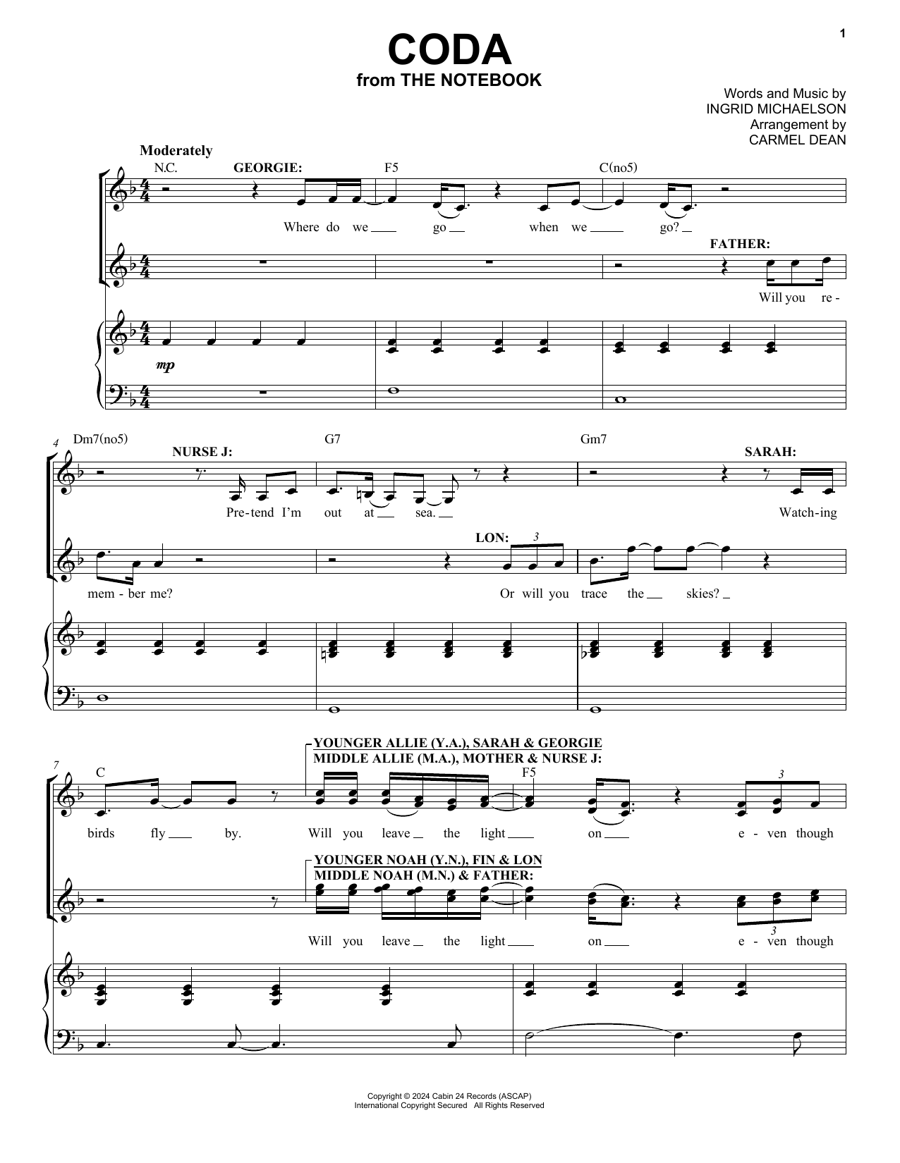 Ingrid Michaelson Coda (from The Notebook) sheet music notes and chords. Download Printable PDF.