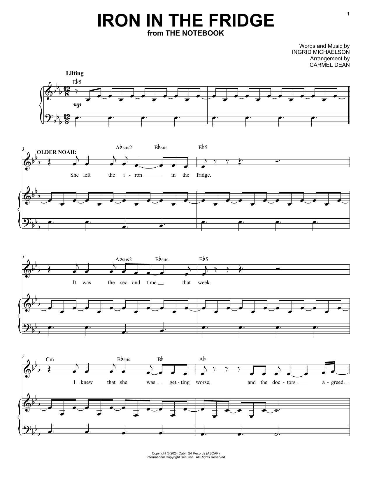 Ingrid Michaelson Iron in the Fridge (from The Notebook) sheet music notes and chords. Download Printable PDF.