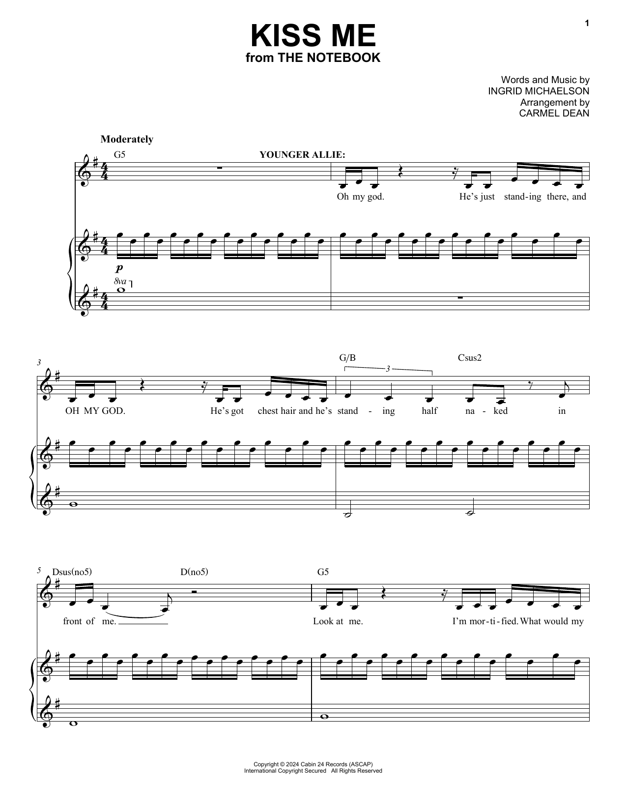 Ingrid Michaelson Kiss Me (from The Notebook) sheet music notes and chords. Download Printable PDF.