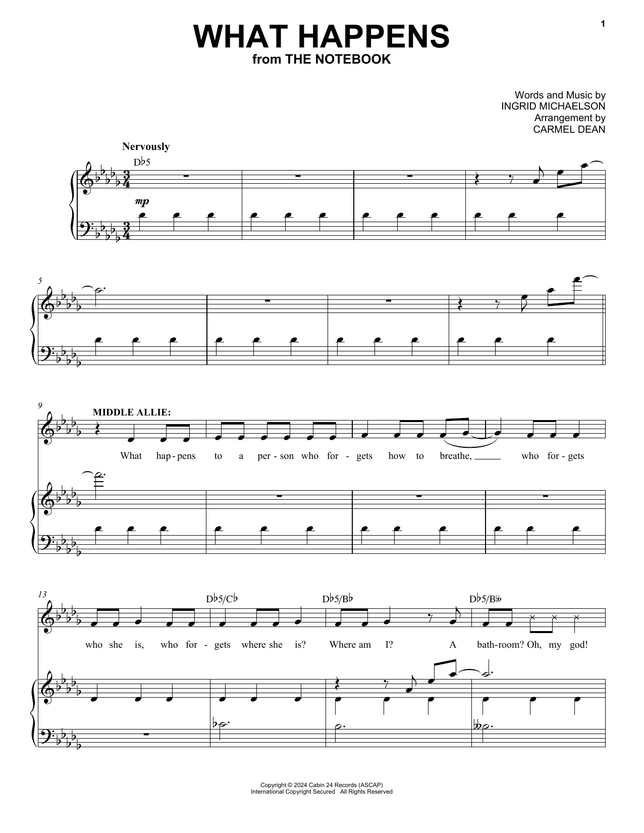 Ingrid Michaelson What Happens (from The Notebook) sheet music notes and chords. Download Printable PDF.