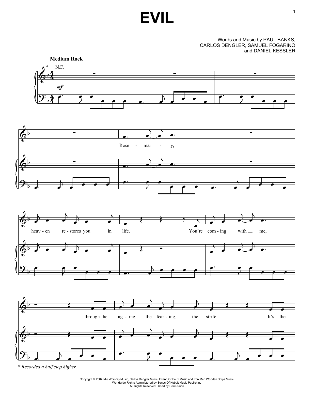 Learn to play Interpol Evil sheet music for Piano, Vocal & Guitar Chords (Right-Hand Melody) in minutes. Price: 7.8900$ Interpol Evil sheet music notes and chords arranged for Piano, Vocal & Guitar Chords (Right-Hand Melody)