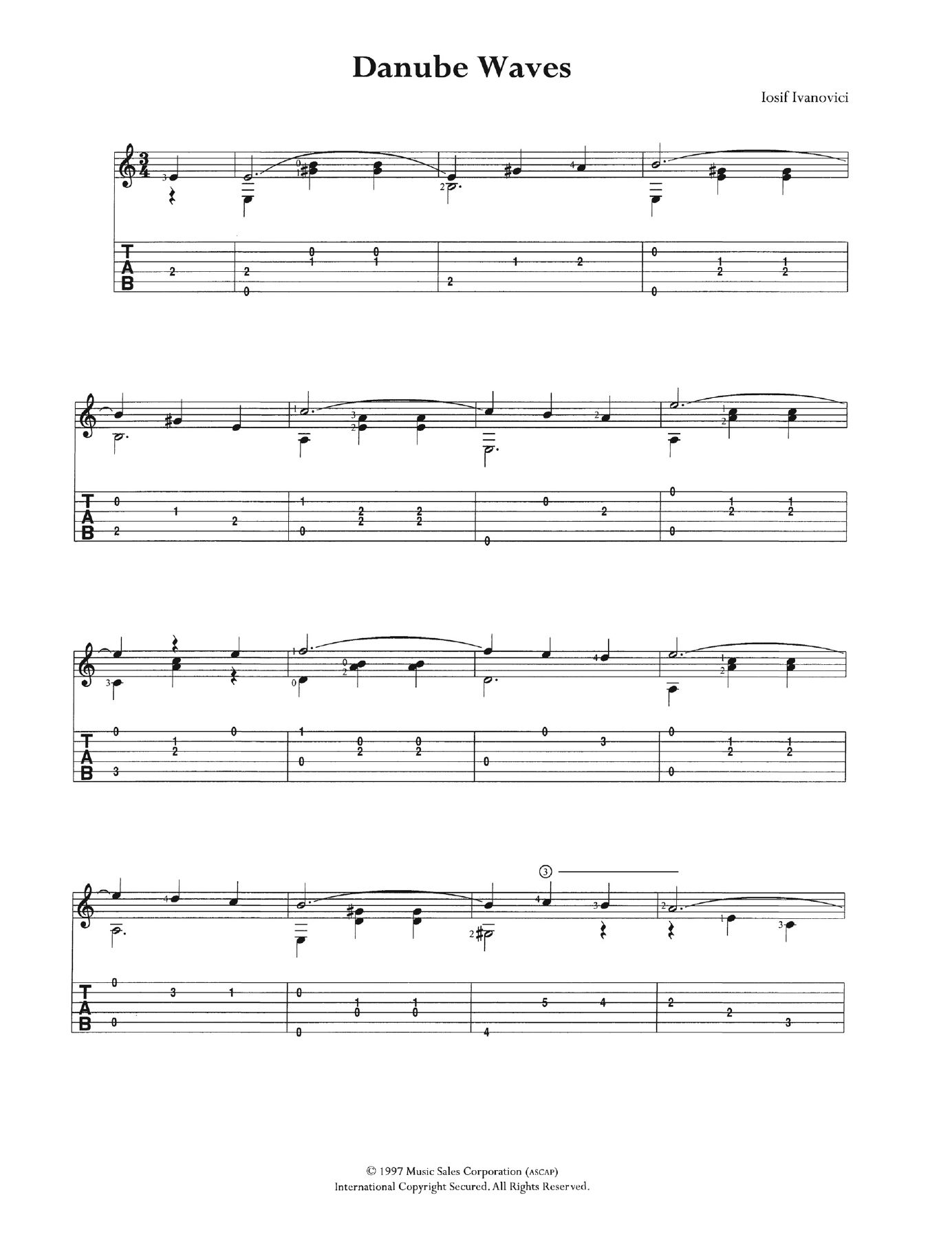 Learn to play Iosif Ivanovici Danube Waves sheet music for Guitar Tab in minutes. Price: 7.8900$ Iosif Ivanovici Danube Waves sheet music notes and chords arranged for Guitar Tab