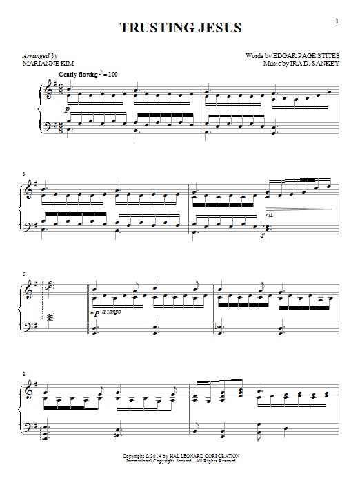 Learn to play Ira D. Sankey Trusting Jesus sheet music for Piano Solo in minutes. Price: 7.8900$ Ira D. Sankey Trusting Jesus sheet music notes and chords arranged for Piano Solo