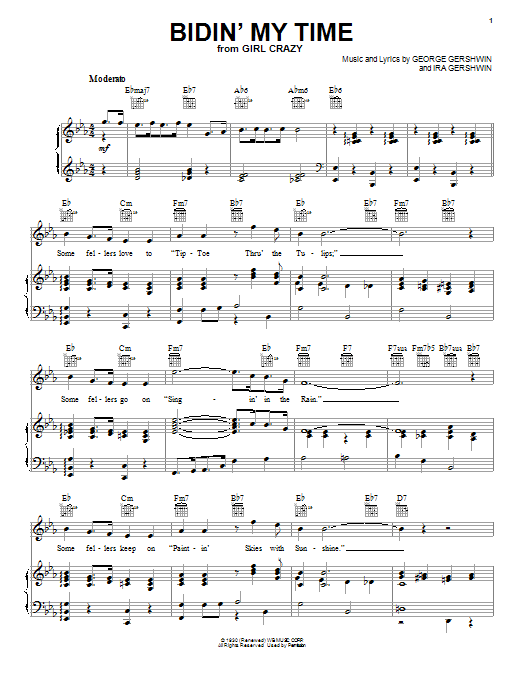 Ira Gershwin Bidin' My Time sheet music notes and chords. Download Printable PDF.