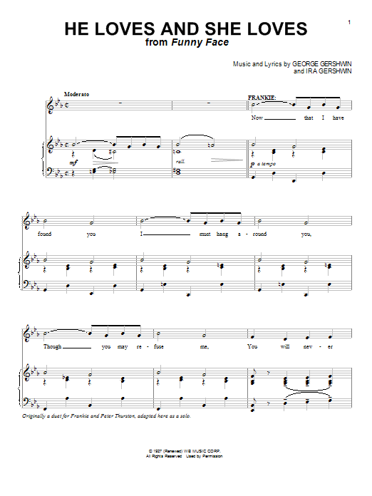 Ira Gershwin He Loves And She Loves sheet music notes and chords. Download Printable PDF.