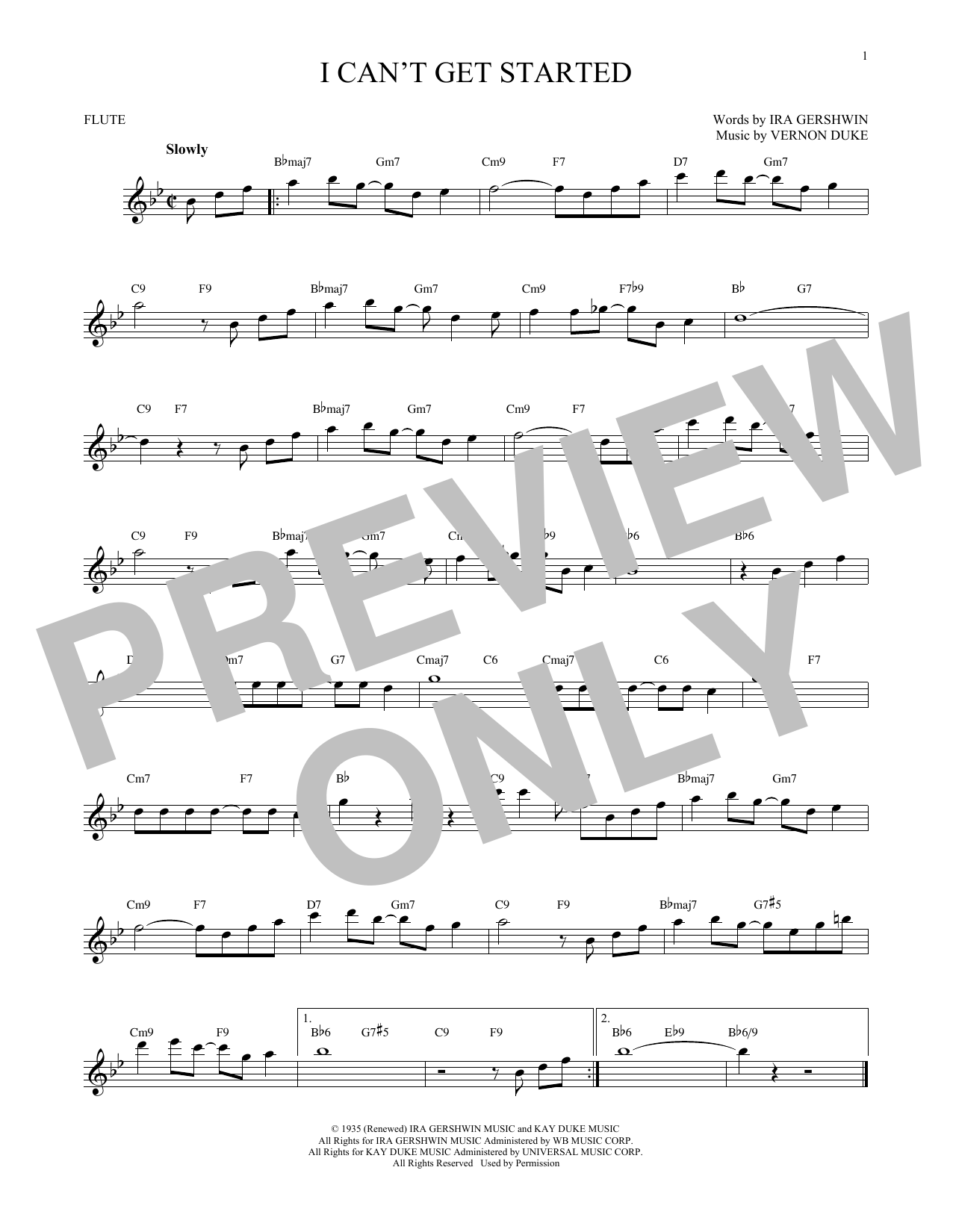 Ira Gershwin I Can't Get Started sheet music notes and chords. Download Printable PDF.