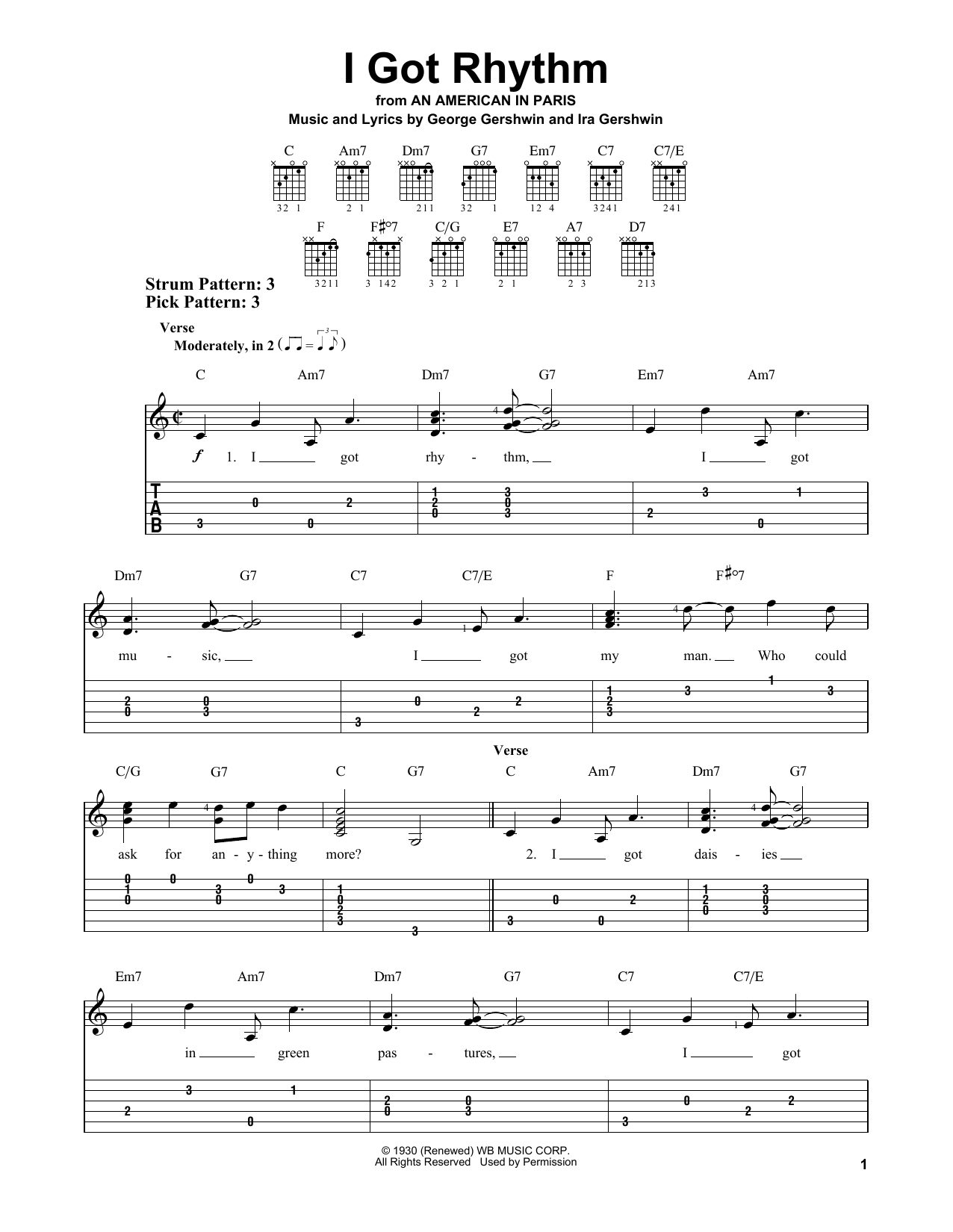 George Gershwin I Got Rhythm sheet music notes and chords. Download Printable PDF.