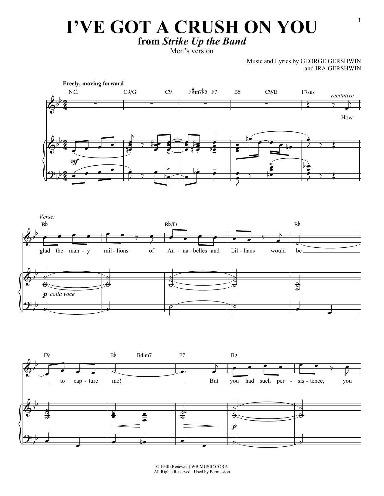 George Gershwin I've Got A Crush On You sheet music notes and chords arranged for Piano & Vocal