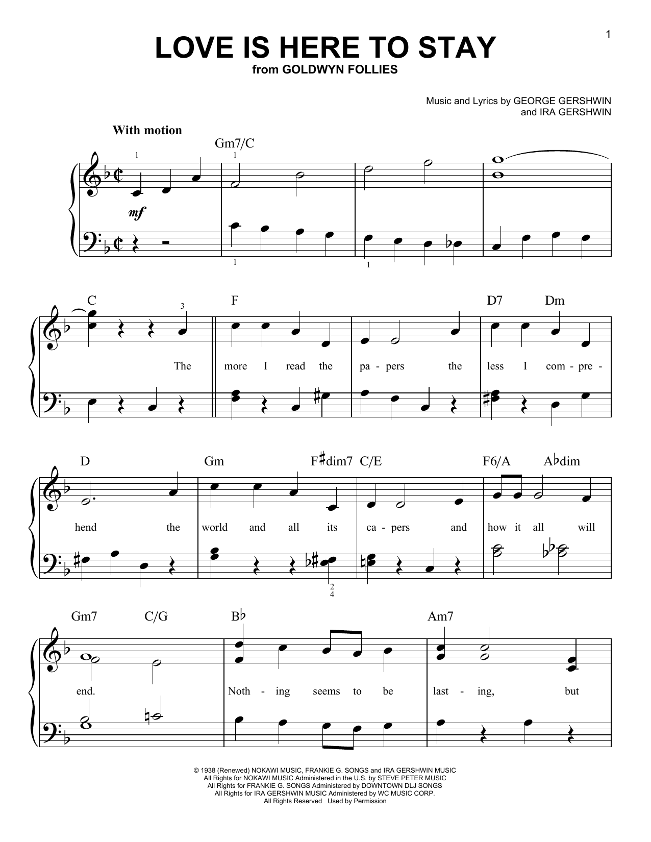 George Gershwin Love Is Here To Stay (from Goldwyn Follies) sheet music notes and chords. Download Printable PDF.