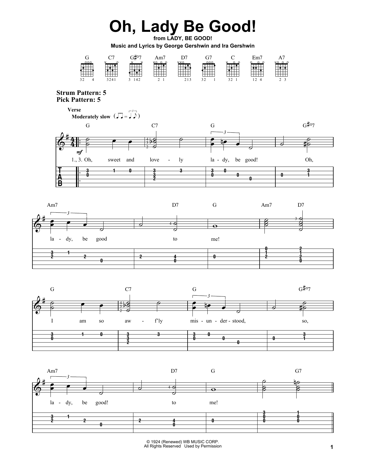 Ira Gershwin Oh, Lady Be Good! sheet music notes and chords. Download Printable PDF.