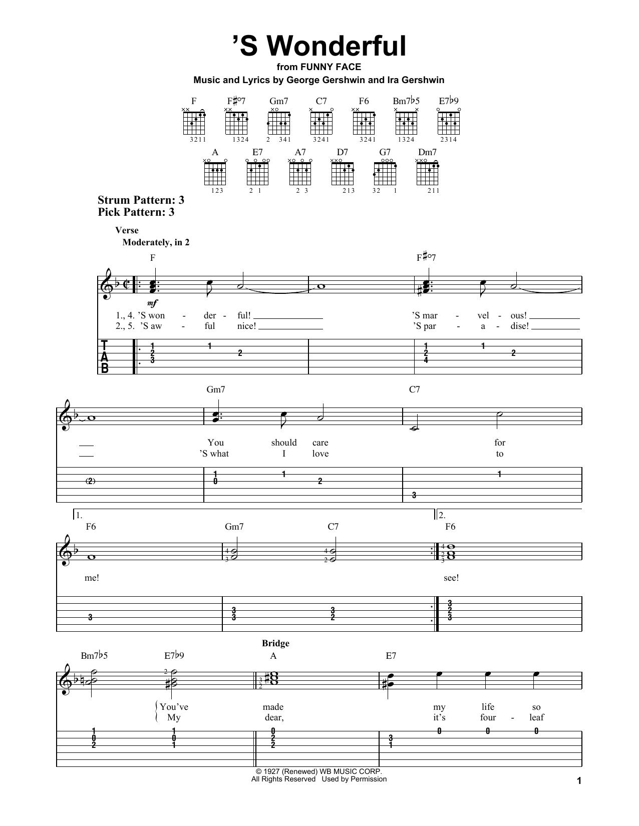 Ira Gershwin 'S Wonderful sheet music notes and chords. Download Printable PDF.