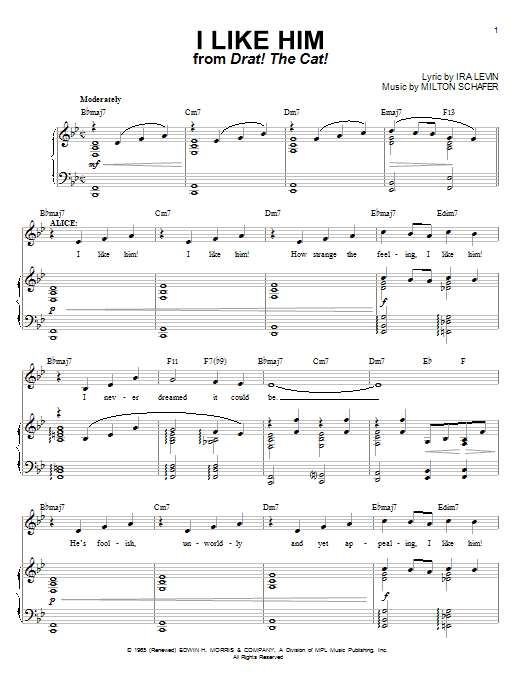 Ira Levin I Like Him sheet music notes and chords arranged for Piano & Vocal