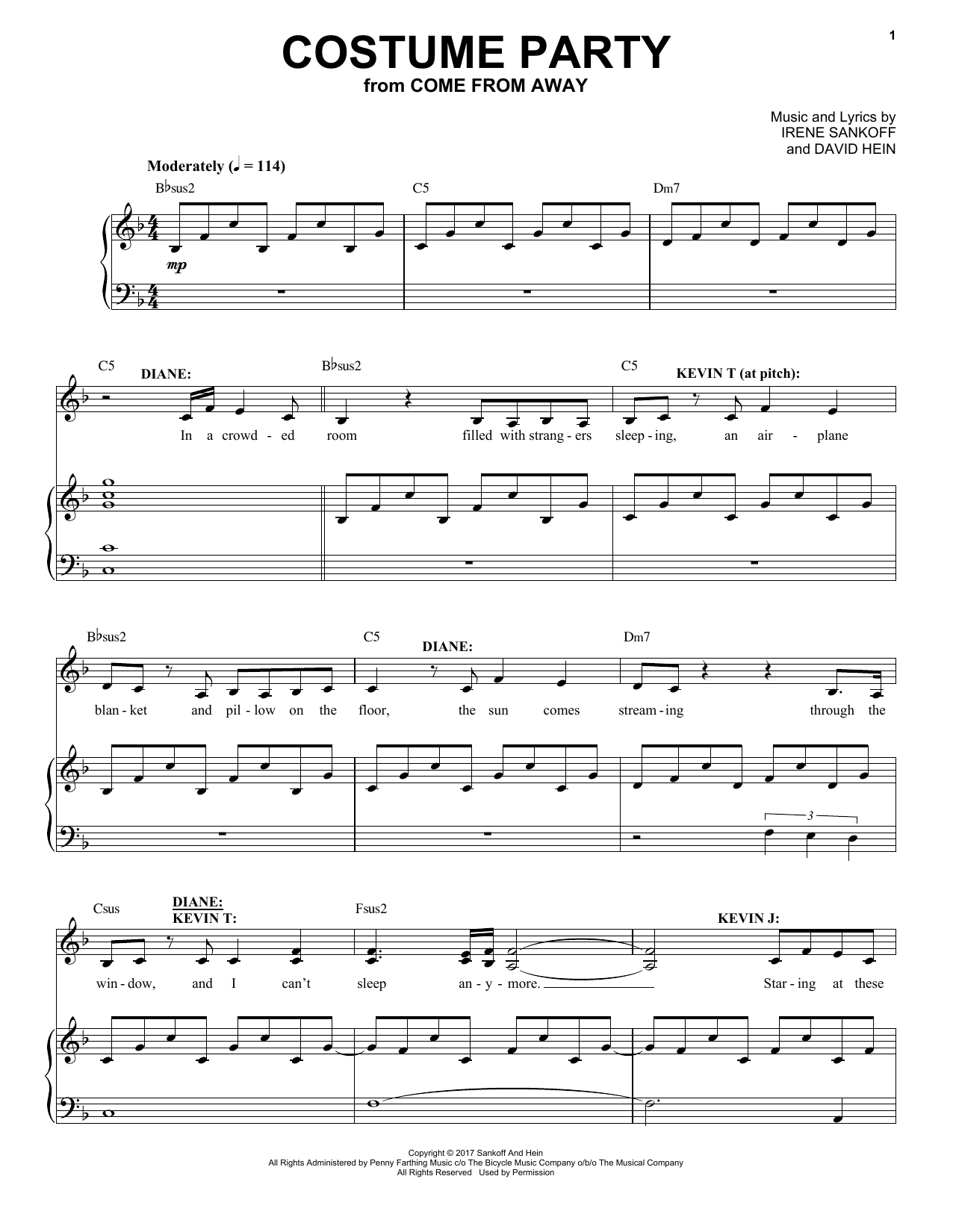 Irene Sankoff & David Hein Costume Party (from Come from Away) sheet music notes and chords. Download Printable PDF.