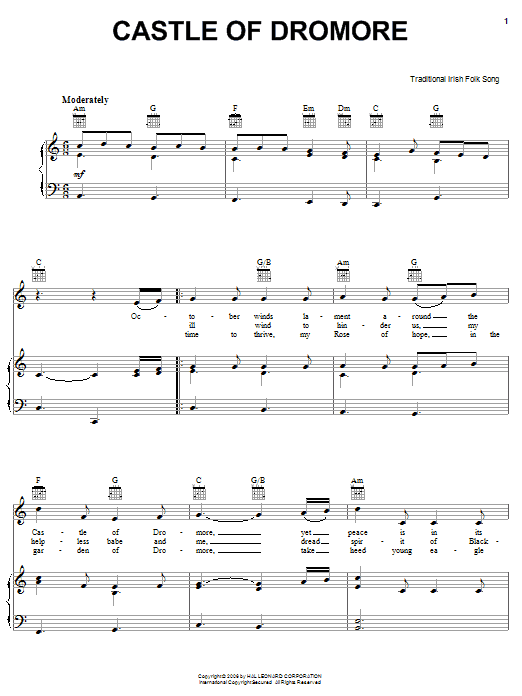 Irish Folksong Castle Of Dromore sheet music notes and chords arranged for Piano, Vocal & Guitar Chords (Right-Hand Melody)