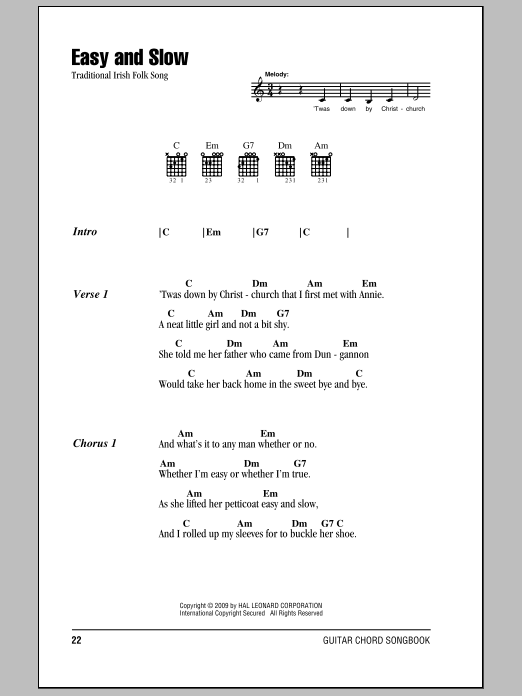 Irish Folksong Easy And Slow sheet music notes and chords. Download Printable PDF.