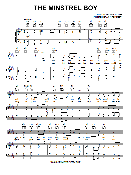Learn to play Irish Folksong Minstrel Boy sheet music for Easy Piano in minutes. Price: 6.9900$ Irish Folksong Minstrel Boy sheet music notes and chords arranged for Easy Piano