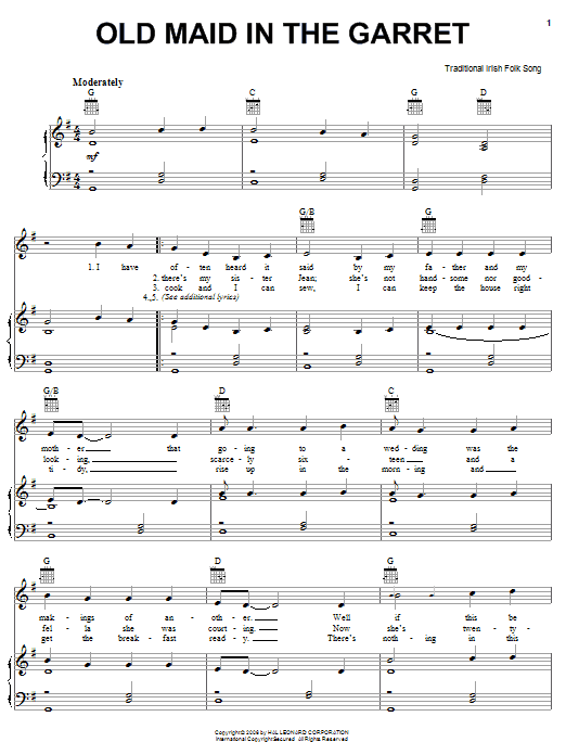 Learn to play Irish Folksong Old Maid In A Carret sheet music for Piano, Vocal & Guitar Chords (Right-Hand Melody) in minutes. Price: 7.8900$ Irish Folksong Old Maid In A Carret sheet music notes and chords arranged for Piano, Vocal & Guitar Chords (Right-Hand Melody)
