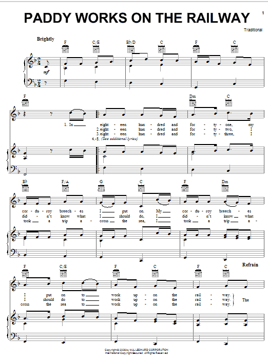 Learn to play Irish Folksong Paddy Works On The Railway sheet music for Easy Piano in minutes. Price: 6.9900$ Irish Folksong Paddy Works On The Railway sheet music notes and chords arranged for Easy Piano
