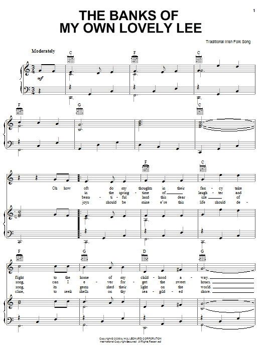 Learn to play Irish Folksong The Banks Of My Own Lovely Lee sheet music for Piano, Vocal & Guitar Chords (Right-Hand Melody) in minutes. Price: 7.8900$ Irish Folksong The Banks Of My Own Lovely Lee sheet music notes and chords arranged for Piano, Vocal & Guitar Chords (Right-Hand Melody)