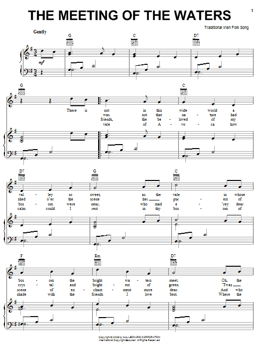 Learn to play Irish Folksong The Meeting Of The Waters sheet music for Piano, Vocal & Guitar Chords (Right-Hand Melody) in minutes. Price: 7.8900$ Irish Folksong The Meeting Of The Waters sheet music notes and chords arranged for Piano, Vocal & Guitar Chords (Right-Hand Melody)