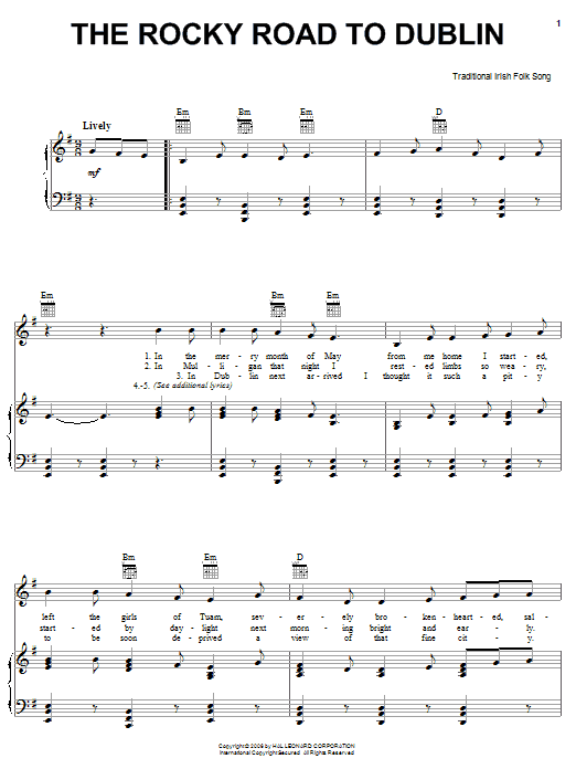 Irish Folksong The Rocky Road To Dublin sheet music notes and chords. Download Printable PDF.