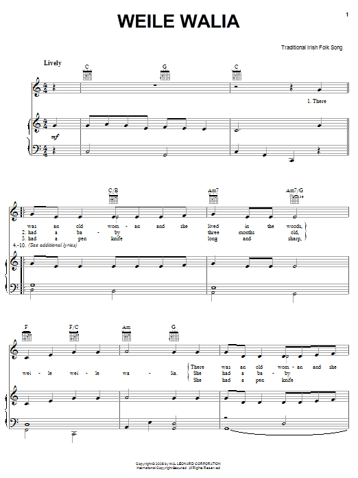 Learn to play Irish Folksong Weile Waile sheet music for Piano, Vocal & Guitar Chords (Right-Hand Melody) in minutes. Price: 7.8900$ Irish Folksong Weile Waile sheet music notes and chords arranged for Piano, Vocal & Guitar Chords (Right-Hand Melody)