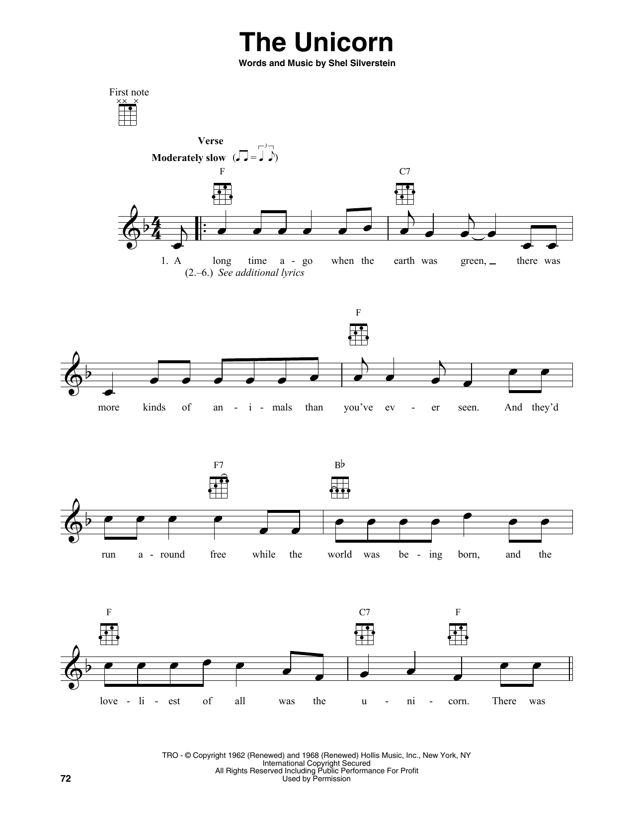 Irish Rovers The Unicorn sheet music notes and chords. Download Printable PDF.