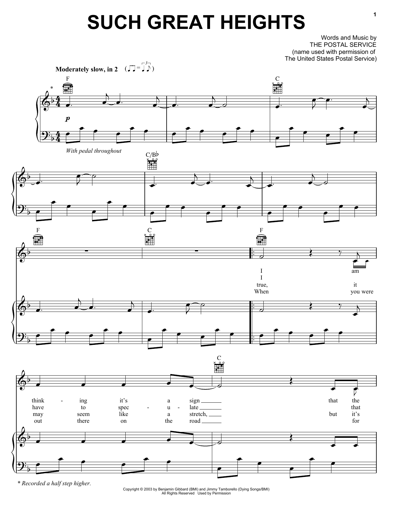 Learn to play Iron And Wine Such Great Heights sheet music for Piano, Vocal & Guitar Chords (Right-Hand Melody) in minutes. Price: 7.8900$ Iron And Wine Such Great Heights sheet music notes and chords arranged for Piano, Vocal & Guitar Chords (Right-Hand Melody)