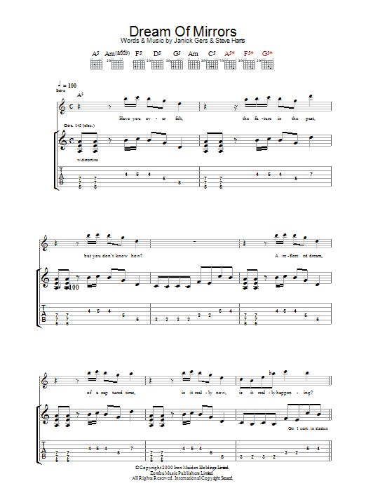 Learn to play Iron Maiden Dream Of Mirrors sheet music for Guitar Tab in minutes. Price: 7.8900$ Iron Maiden Dream Of Mirrors sheet music notes and chords arranged for Guitar Tab