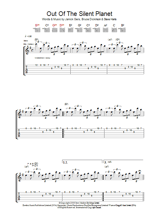 Learn to play Iron Maiden Out Of The Silent Planet sheet music for Guitar Tab in minutes. Price: 7.8900$ Iron Maiden Out Of The Silent Planet sheet music notes and chords arranged for Guitar Tab