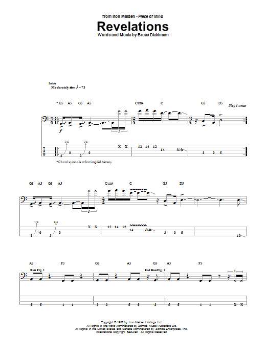 Iron Maiden Revelations sheet music notes and chords. Download Printable PDF.