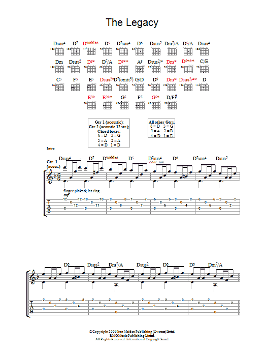 Learn to play Iron Maiden The Legacy sheet music for Guitar Tab in minutes. Price: 7.8900$ Iron Maiden The Legacy sheet music notes and chords arranged for Guitar Tab