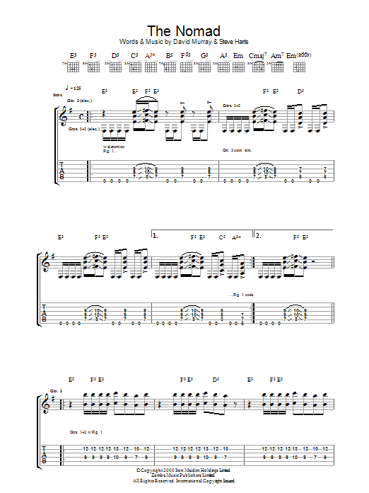 Learn to play Iron Maiden The Nomad sheet music for Guitar Tab in minutes. Price: 7.8900$ Iron Maiden The Nomad sheet music notes and chords arranged for Guitar Tab
