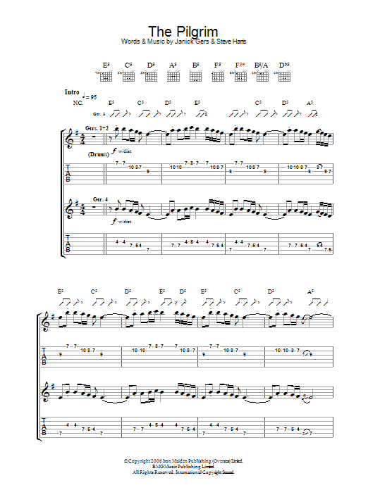Learn to play Iron Maiden The Pilgrim sheet music for Guitar Tab in minutes. Price: 7.8900$ Iron Maiden The Pilgrim sheet music notes and chords arranged for Guitar Tab