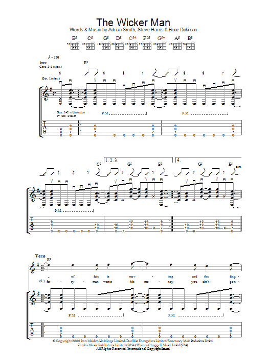 Learn to play Iron Maiden The Wicker Man sheet music for Bass Guitar Tab in minutes. Price: 7.8900$ Iron Maiden The Wicker Man sheet music notes and chords arranged for Bass Guitar Tab