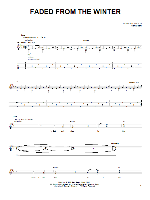 Iron & Wine Faded From The Winter sheet music notes and chords. Download Printable PDF.