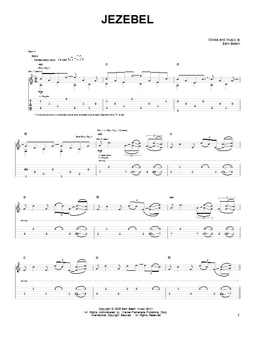 Iron & Wine Jezebel sheet music notes and chords. Download Printable PDF.