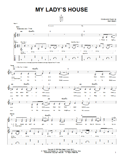 Iron & Wine My Lady's House sheet music notes and chords. Download Printable PDF.