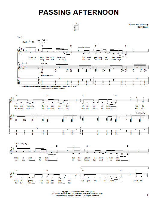 Iron & Wine Passing Afternoon sheet music notes and chords. Download Printable PDF.