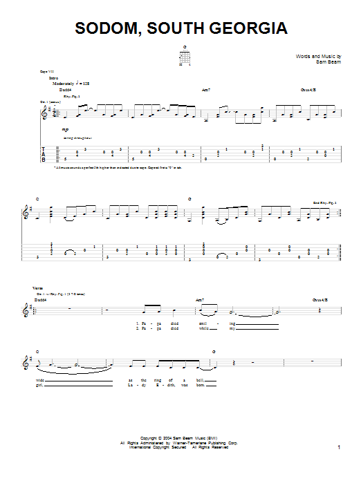 Iron & Wine Sodom, South Georgia sheet music notes and chords. Download Printable PDF.